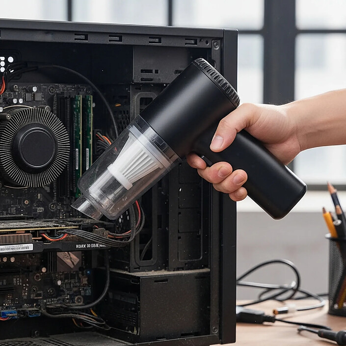 Avis Avizar Aspirateur Portable Sans Fil 120W Rechargeable pour Maison et Voiture Noir transparent