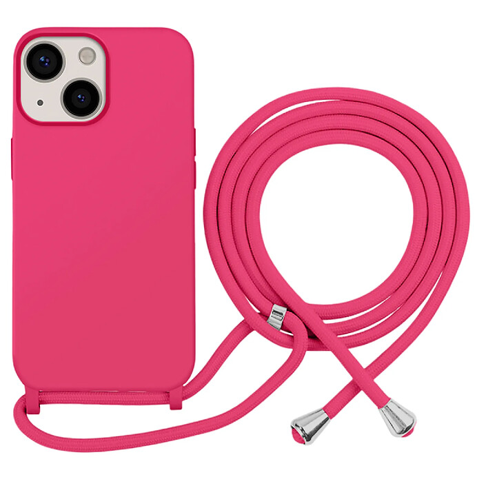 Moxie Coque pour iPhone 13 en TPU Premium Color Lace avec Cordon Tour de Cou Fuchsia