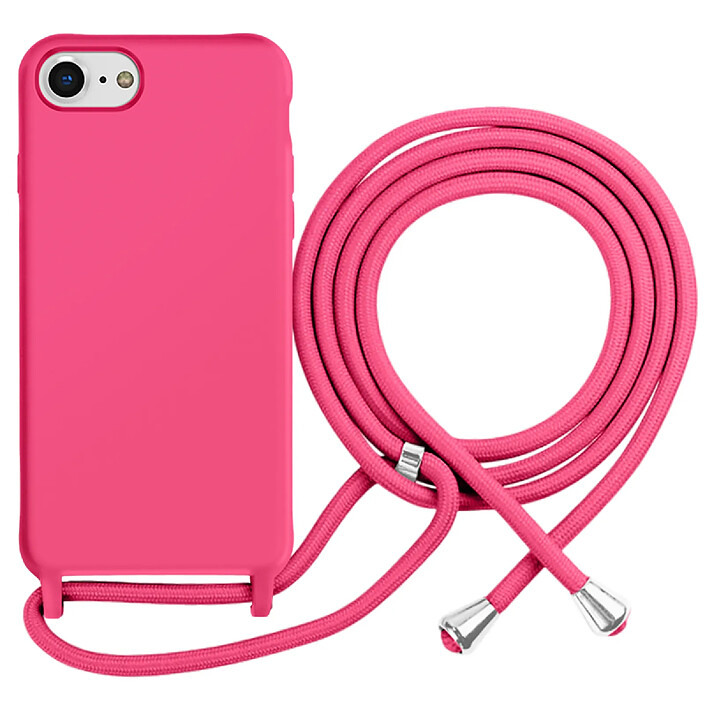 Moxie Coque pour iPhone 7 / 8 en TPU Premium Color Lace avec Cordon Tour de Cou Fuchsia