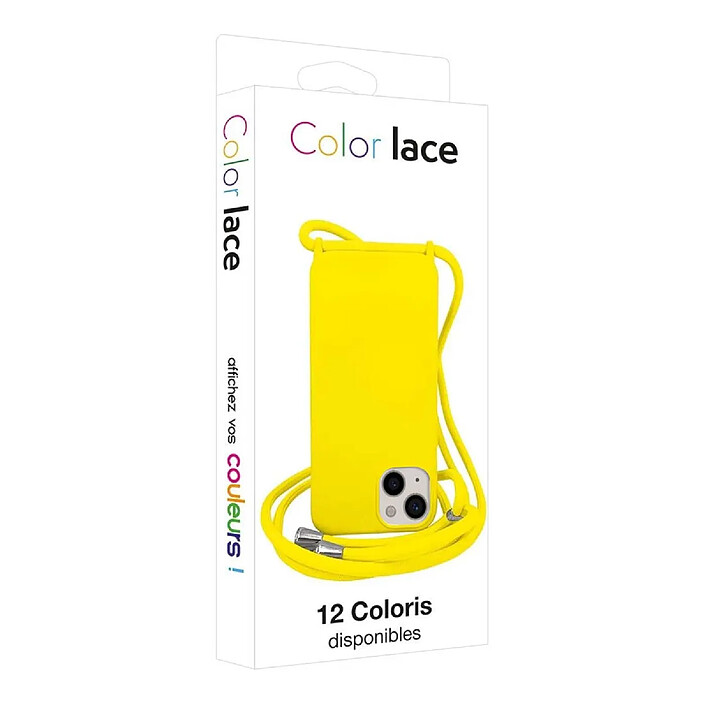 Acheter Moxie Coque pour iPhone 14 en TPU Premium Color Lace avec Cordon Tour de Cou Jaune