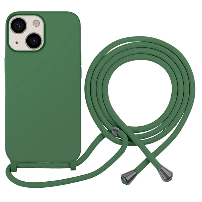 Moxie Coque pour iPhone 13 en TPU Premium Color Lace avec Cordon Tour de Cou Kaki