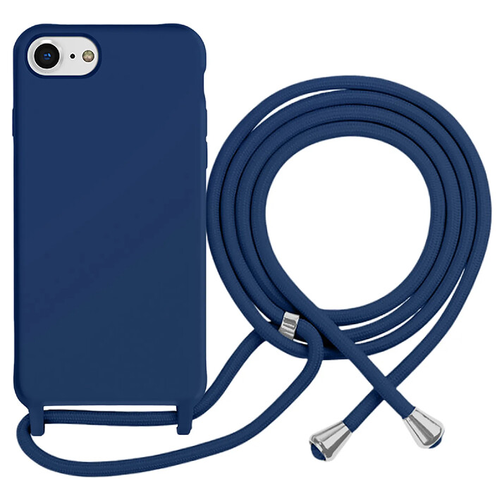 Moxie Coque pour iPhone 7 / 8 en TPU Premium Color Lace avec Cordon Tour de Cou Bleu marine