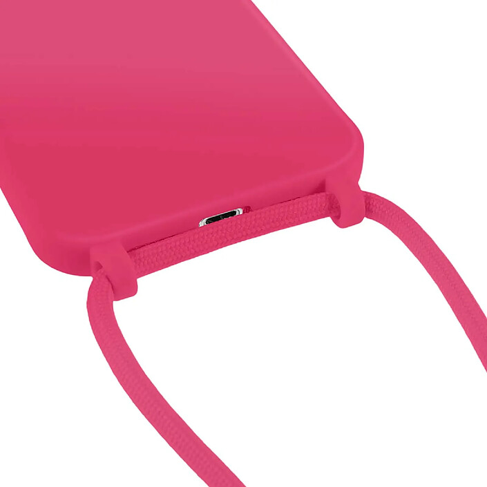 Avis Moxie Coque pour iPhone 13 en TPU Premium Color Lace avec Cordon Tour de Cou Fuchsia