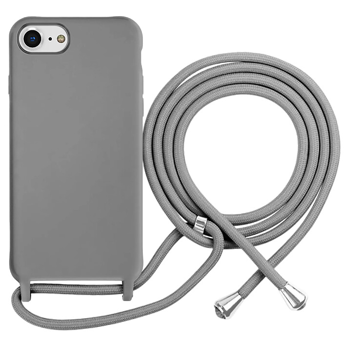 Moxie Coque pour iPhone 7 / 8 en TPU Premium Color Lace avec Cordon Tour de Cou Gris