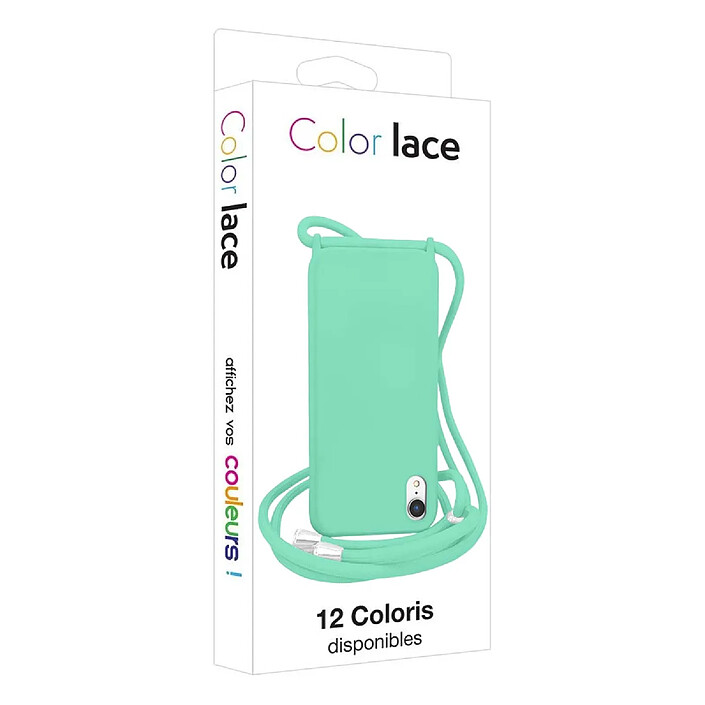 Moxie Coque pour iPhone XR en TPU Premium Color Lace avec Cordon Tour de Cou Turquoise pas cher