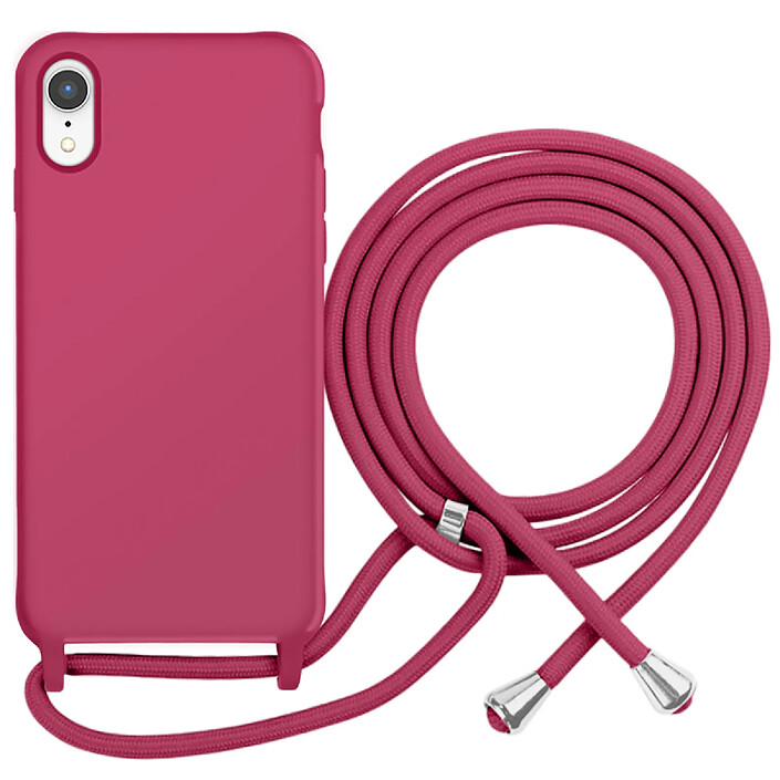 Moxie Coque pour iPhone XR en TPU Premium Color Lace avec Cordon Tour de Cou Bordeaux