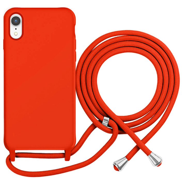 Moxie Coque pour iPhone XR en TPU Premium Color Lace avec Cordon Tour de Cou Rouge