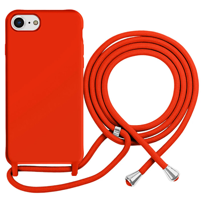Moxie Coque pour iPhone 7 / 8 en TPU Premium Color Lace avec Cordon Tour de Cou Rouge