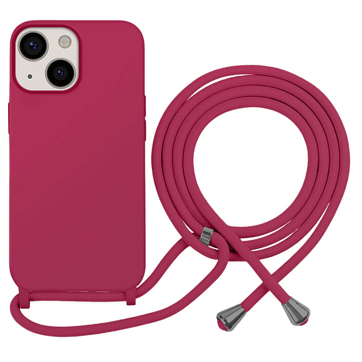 Moxie Coque pour iPhone 13 en TPU Premium Color Lace avec Cordon Tour de Cou Bordeaux