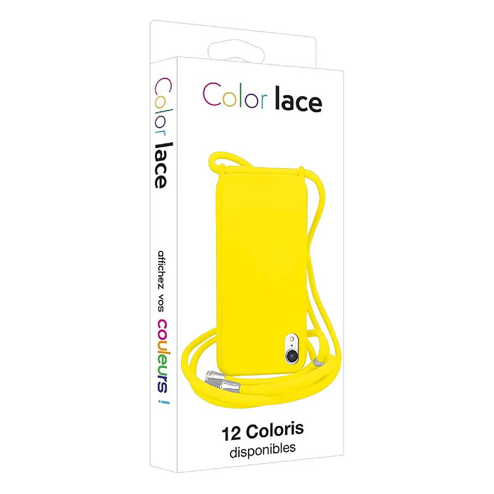 Moxie Coque pour iPhone XR en TPU Premium Color Lace avec Cordon Tour de Cou Jaune pas cher