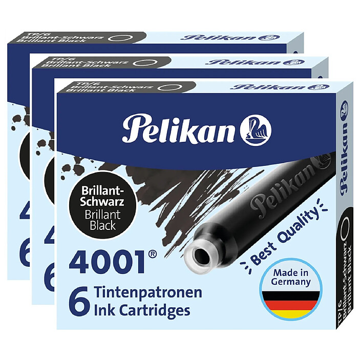 PELIKAN Etui de 6 Cartouches d'encre 4001 TP/6 Noir x 3