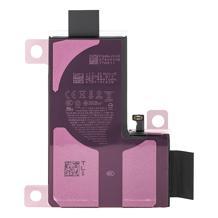 Apple Batterie de Remplacement pour iPhone 15 Pro Max Li-ion 4441mAh Service Pack Noir