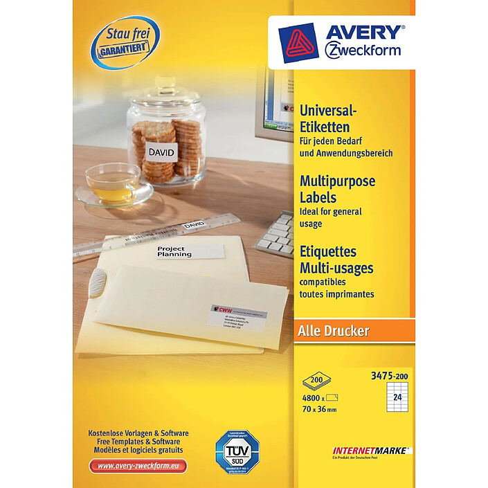 AVERY Etiquettes multi-usages, 70 x 36 mm, blanc