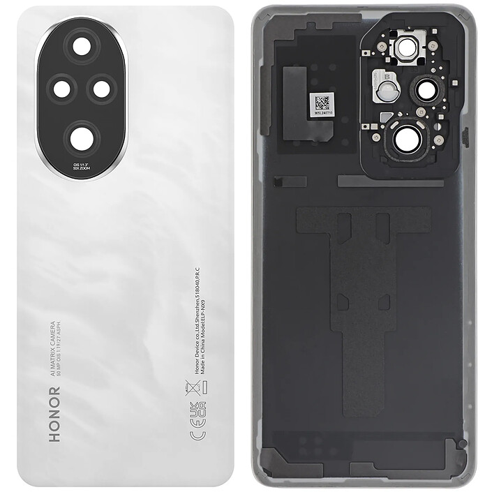 Honor Cache Batterie Original pour Smartphone Honor 200 Pro Plastique Rigide Blanc / Noir