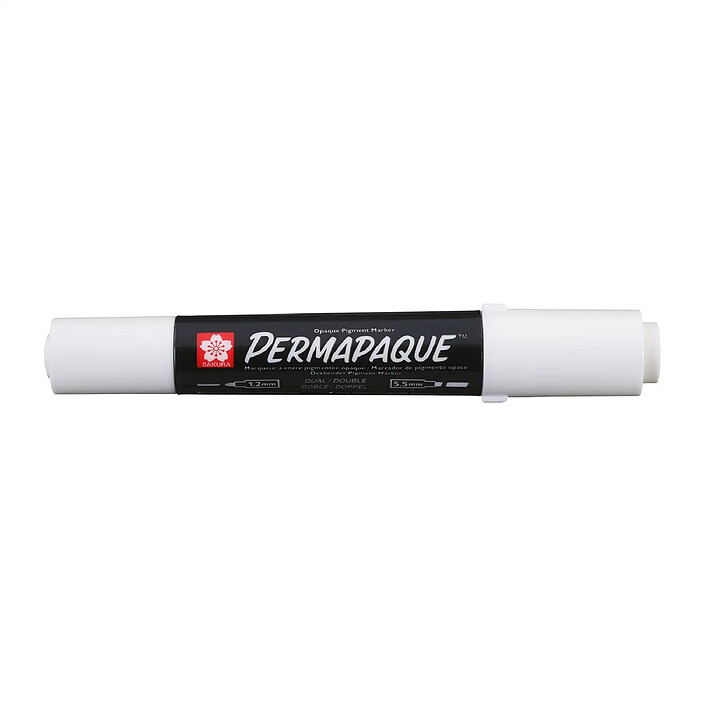 SAKURA Marqueur permanent Permapaque, double pointe, blanc