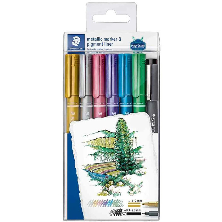 STAEDTLER Marqueur permanent Metallic, étui de 6 + feutre
