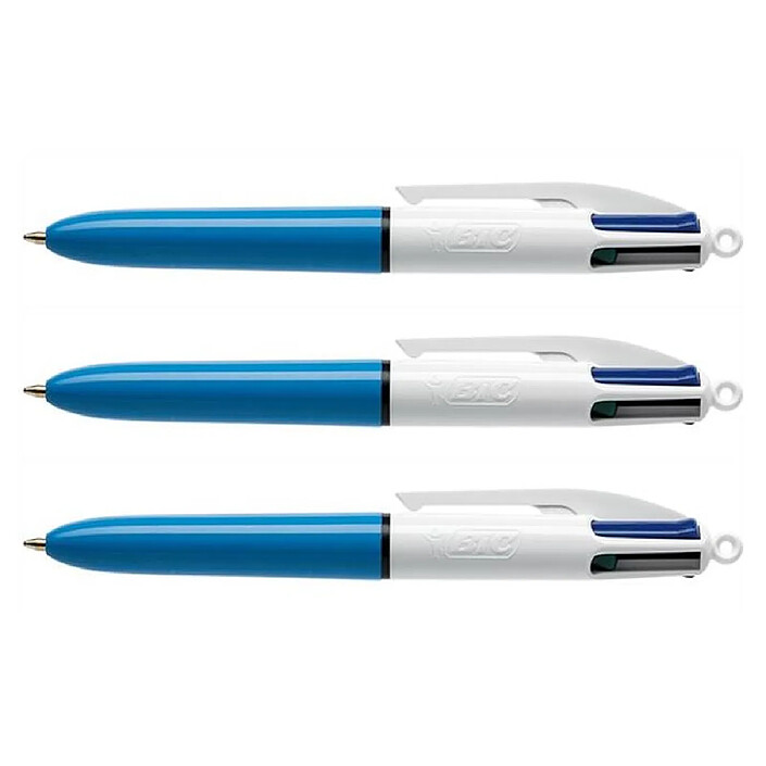 BIC Stylo bille 4 COLOURS MINI Medium Pointe Moyenne 4 Couleurs classiques x 3