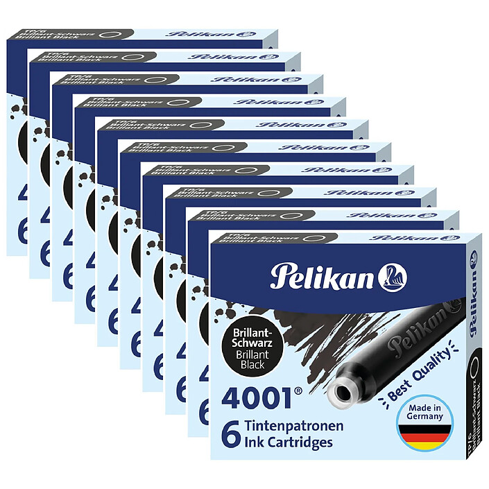 PELIKAN Etui de 6 Cartouches d'encre 4001 TP/6 Noir x 10