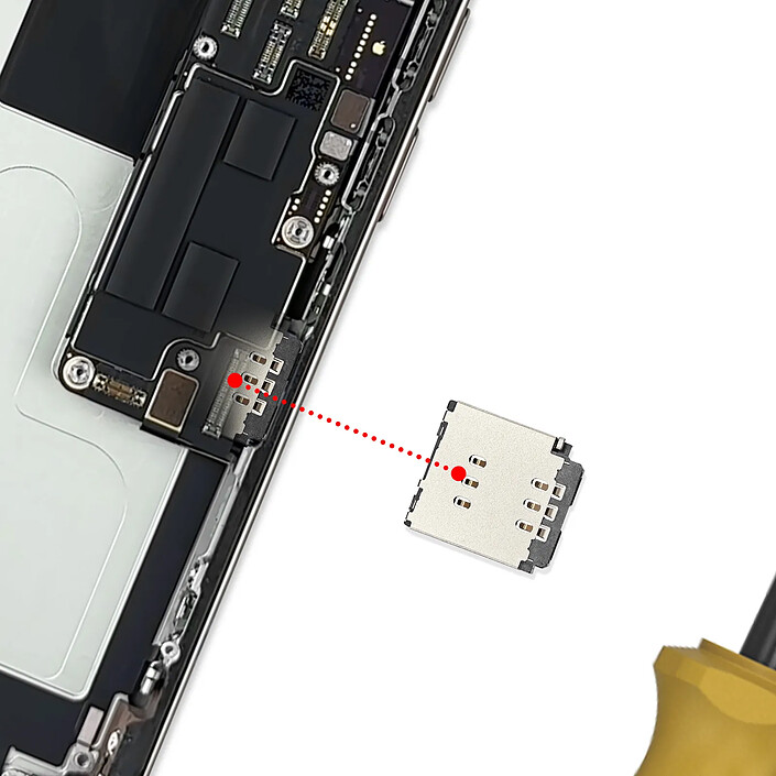 Avis Clappio Lecteur de carte Nano SIM pour iPhone 16 Pro Pièce de réparation Compatible