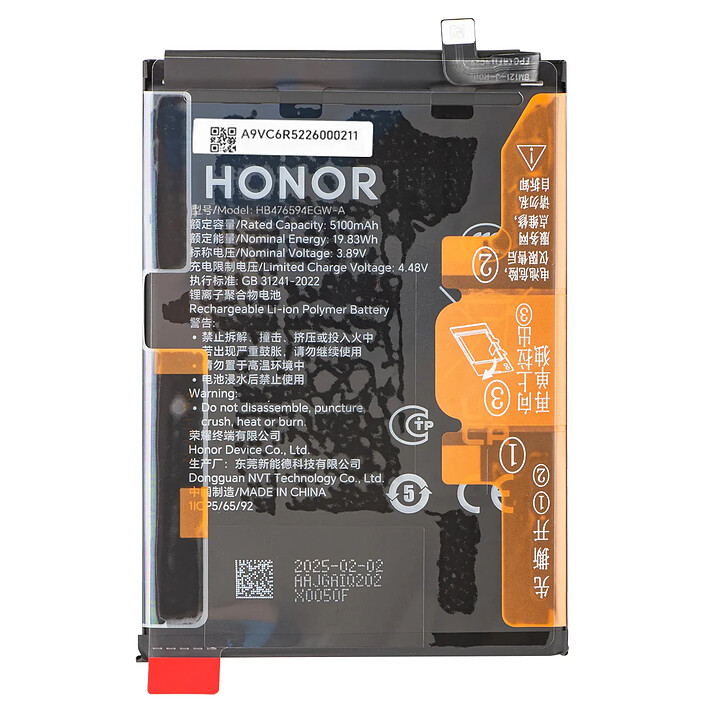 Honor Batterie de Remplacement pour Honor 400 Lite 5100mAh Service Pack Noir
