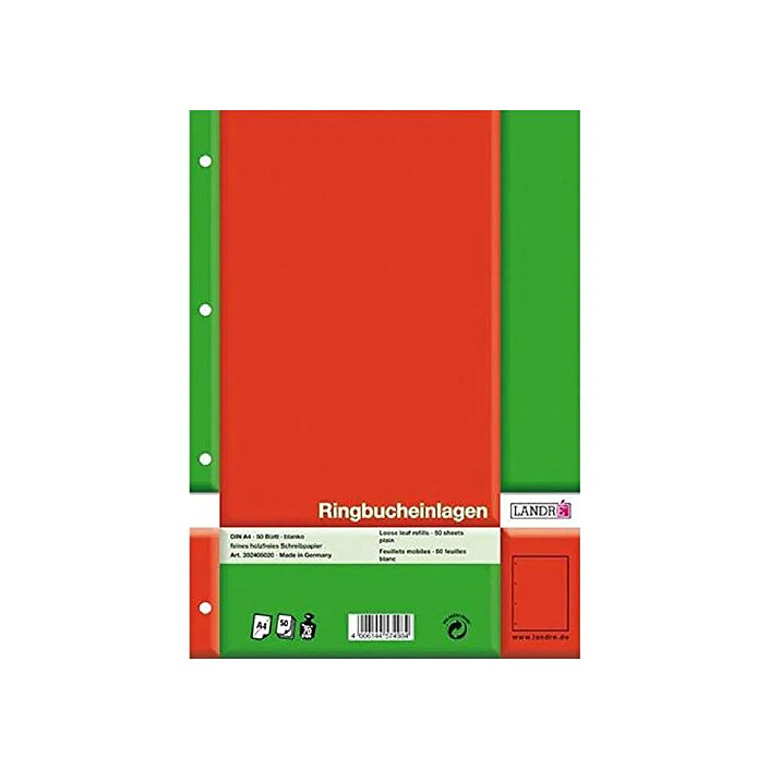 LANDRÉ Paquet de 50 Feuillets mobiles PRO TERRA 70g A4 UNI perforé