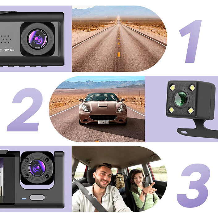 Avis Avizar Dashcam Pare Brise Avant Arrière Intérieur 1080p LED 2 pouces Micro Noir