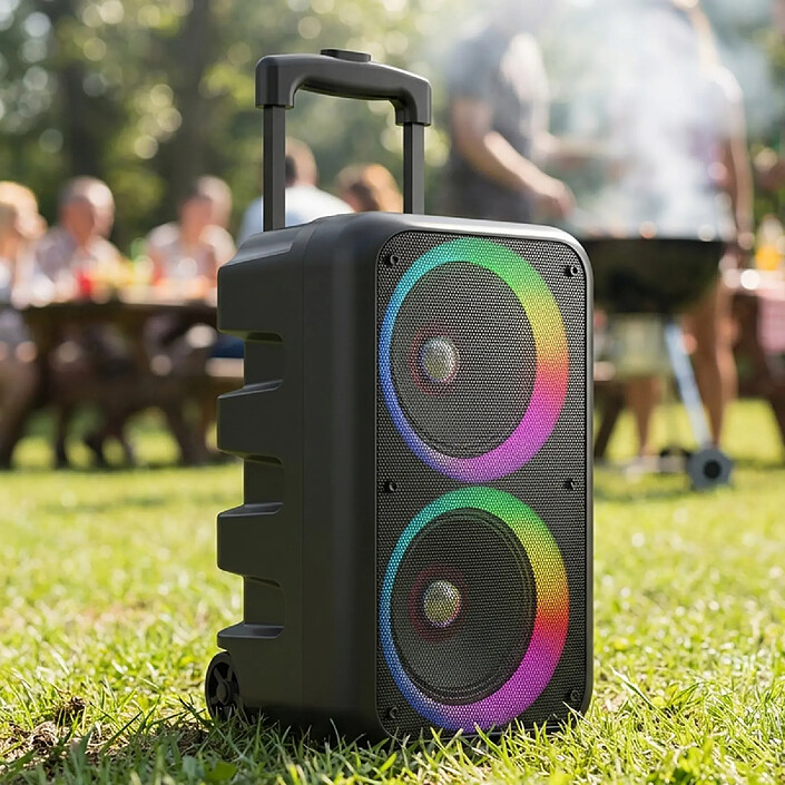 Avis Avizar Enceinte Bluetooth Portable 41×26cm Lumineuse 2x Haut-parleurs 5W avec Micro Noir