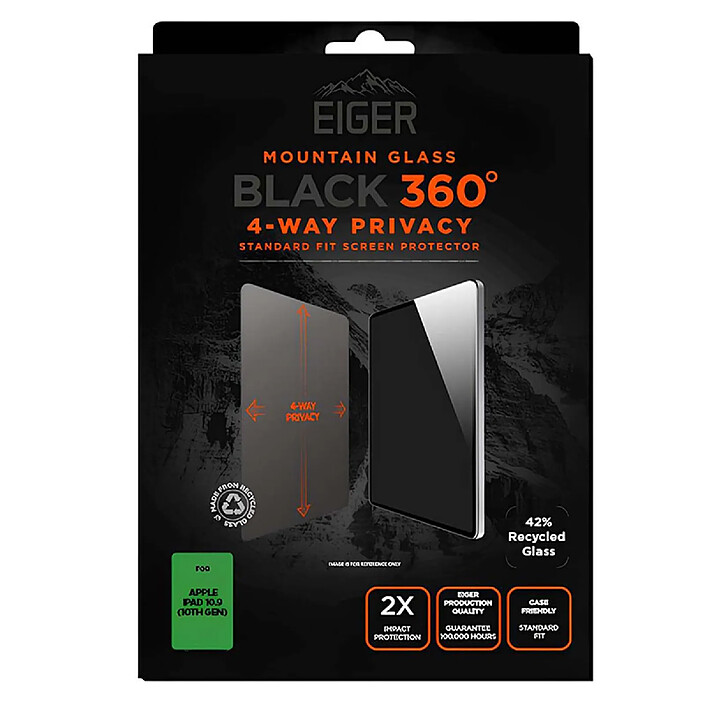Acheter Eiger Verre Trempé pour iPad 10.9" / 11" Premium Asahi Anti-espion Noir transparent