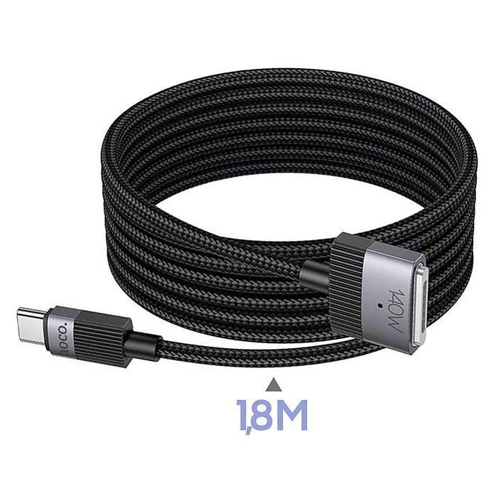 Hoko Câble de Charge Rapide 140W pour MacBook MagSafe 3 Vers USB-C 1.8m Noir pas cher