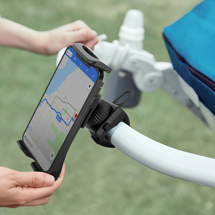 LinQ Support Téléphone / Tablette Guidon Fixation Bracelet Rotatif à 360°  Noir pas cher