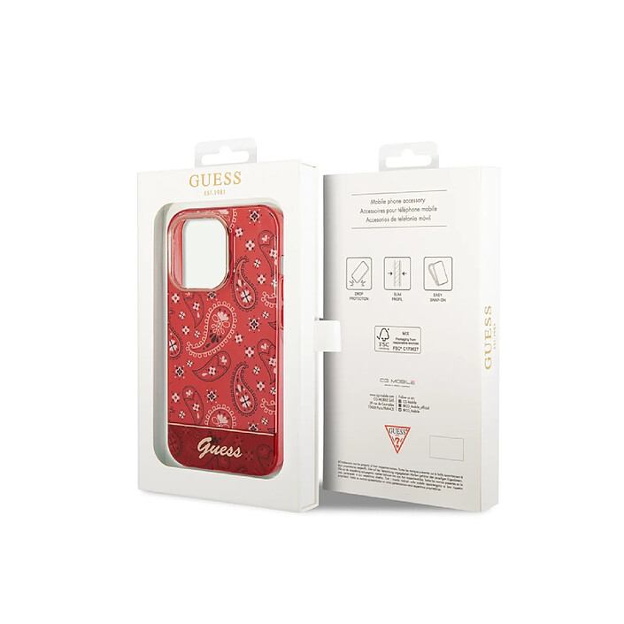 Avis Guess Coque pour Apple iPhone 14 Pro Max TPU Bandana Rouge
