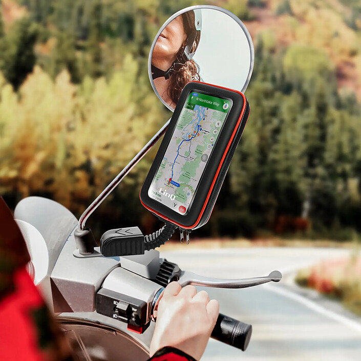 Avis LinQ Support Moto /Scooter + Housse étanche Universelle Smartphone 6.3" max - Noir
