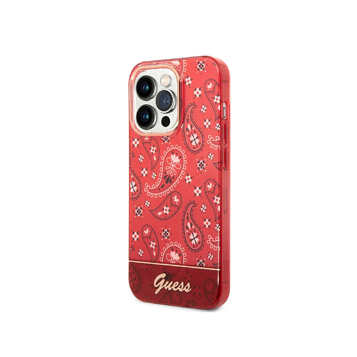 Guess Coque pour Apple iPhone 14 Pro Max TPU Bandana Rouge