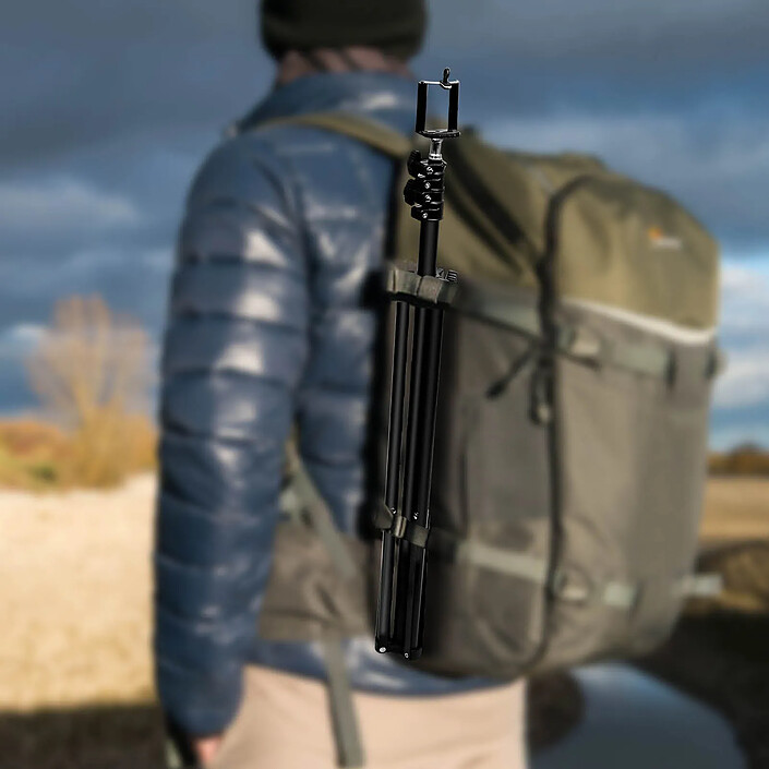 linq Trépied Smartphone et Appareil Photo Ajustable de 72 cm à 210 cm Léger  Noir pas cher