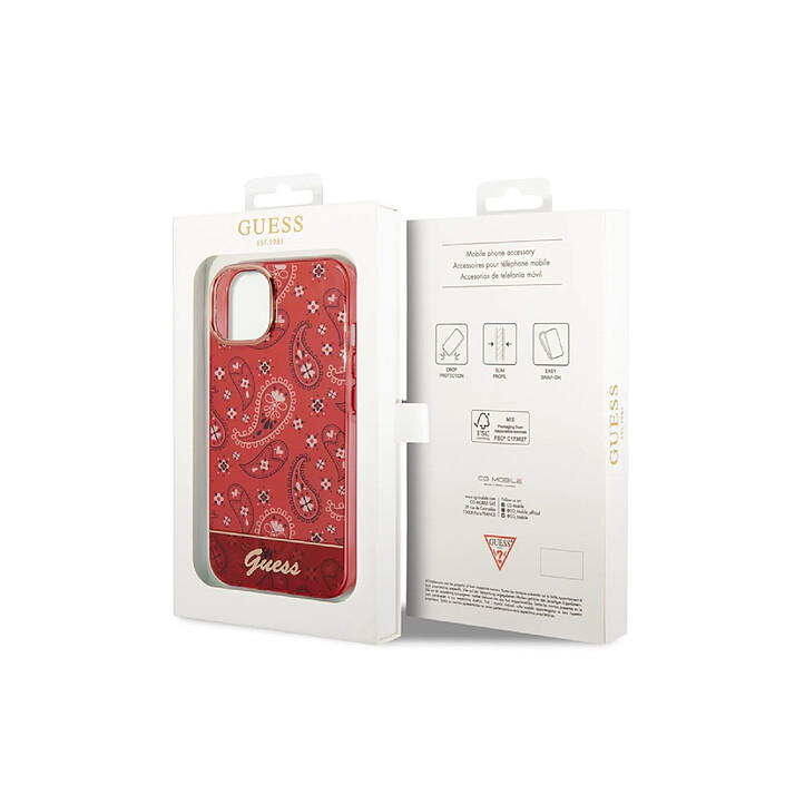 Avis Guess Coque pour Apple iPhone 14 Plus TPU Bandana Rouge