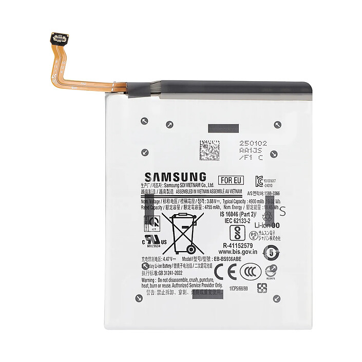 Samsung Batterie de Remplacement pour Galaxy S25 Plus Li-ion 4900mAh Service Pack Gris