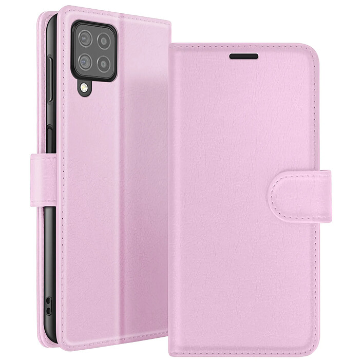 Zanaé Étui Portefeuille pour Galaxy M22 / M32 / A22 Support et Languette Magnétique Rose
