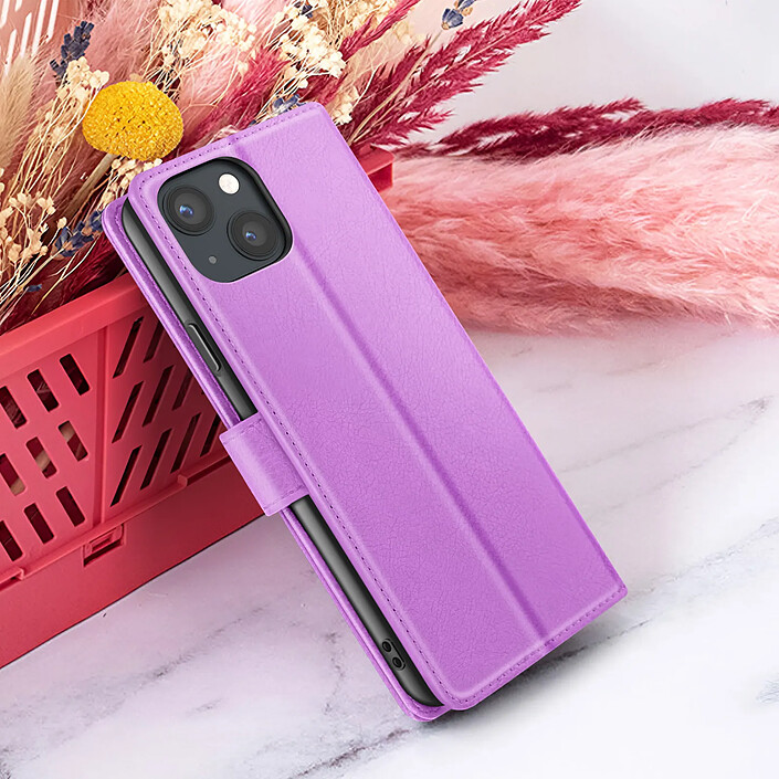 Zanaé Étui Portefeuille pour iPhone 13 Support et Languette Magnétique Violet pas cher