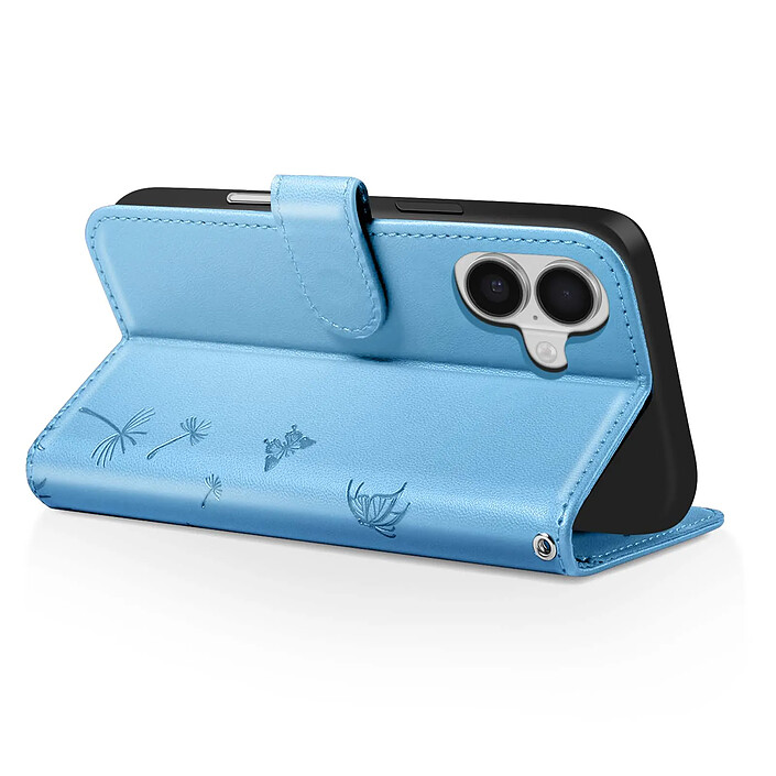 Avis Zanaé Étui Portefeuille pour iPhone 17 Premium Design Fleurs Papillon Bleu clair