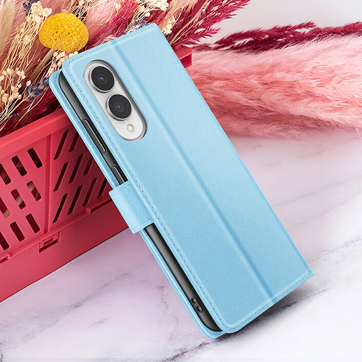 Zanaé Étui Portefeuille pour Galaxy S25 Edge avec Support et Languette Magnétique Bleu clair pas cher