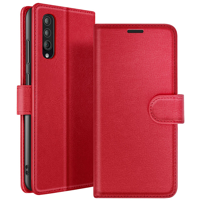 Zanaé Étui Portefeuille pour Galaxy A30s / A50 / A50s Support et Languette Magnétique Rouge