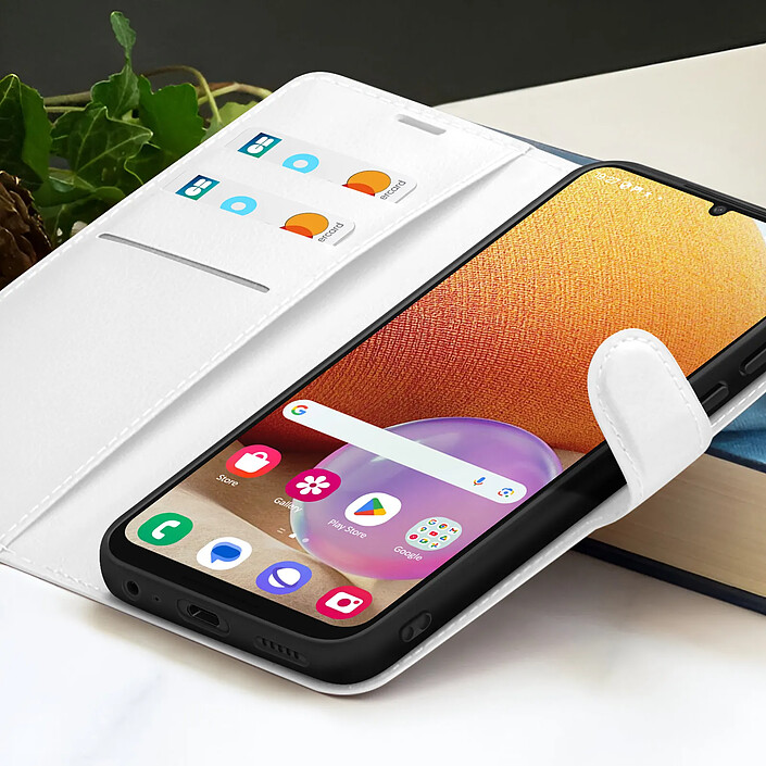 Acheter Zanaé Étui Portefeuille pour Galaxy A32 4G avec Support et Languette Magnétique Blanc