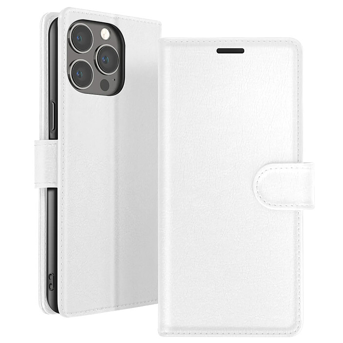 Zanaé Étui Portefeuille pour iPhone 13 Pro Max Support et Languette Magnétique Blanc