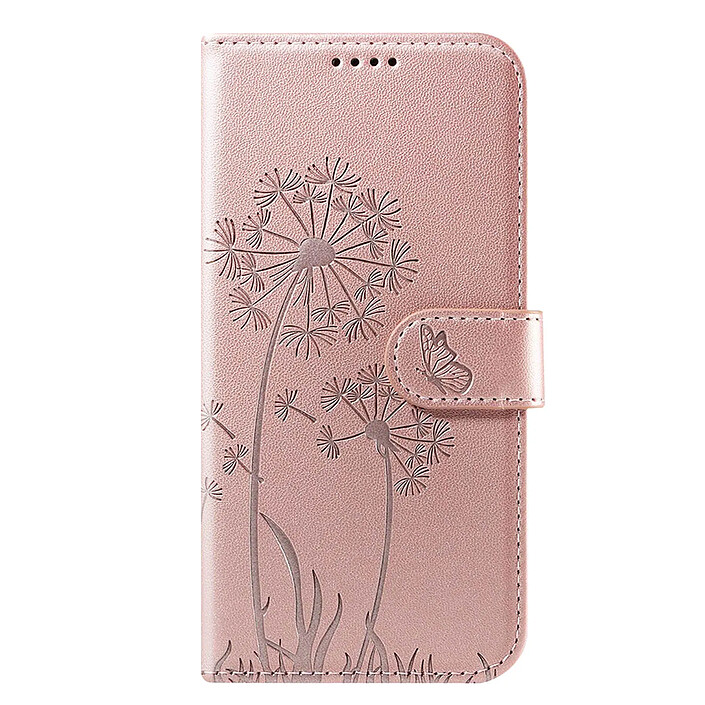 Zanaé Étui Portefeuille pour iPhone 17 Pro Max Premium Design Fleurs Papillon Rose champagne