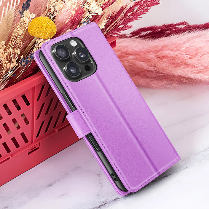 Zanaé Étui Portefeuille pour iPhone 16 Pro Max avec Support et Languette Magnétique Violet pas cher
