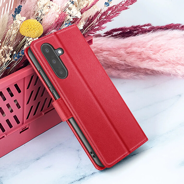 Zanaé Étui Portefeuille pour Samsung A17 Support et Languette Magnétique Rouge pas cher