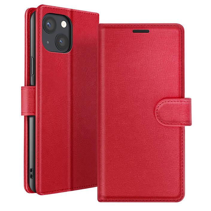 Zanaé Étui Portefeuille pour iPhone 13 Mini Support et Languette Magnétique Rouge