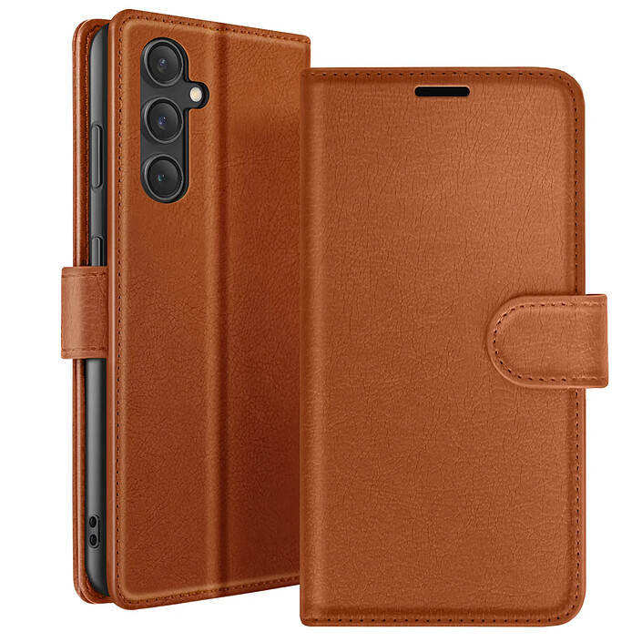 Zanaé Étui Portefeuille pour Galaxy S23 FE Fonction Support et Languette Magnétique Marron