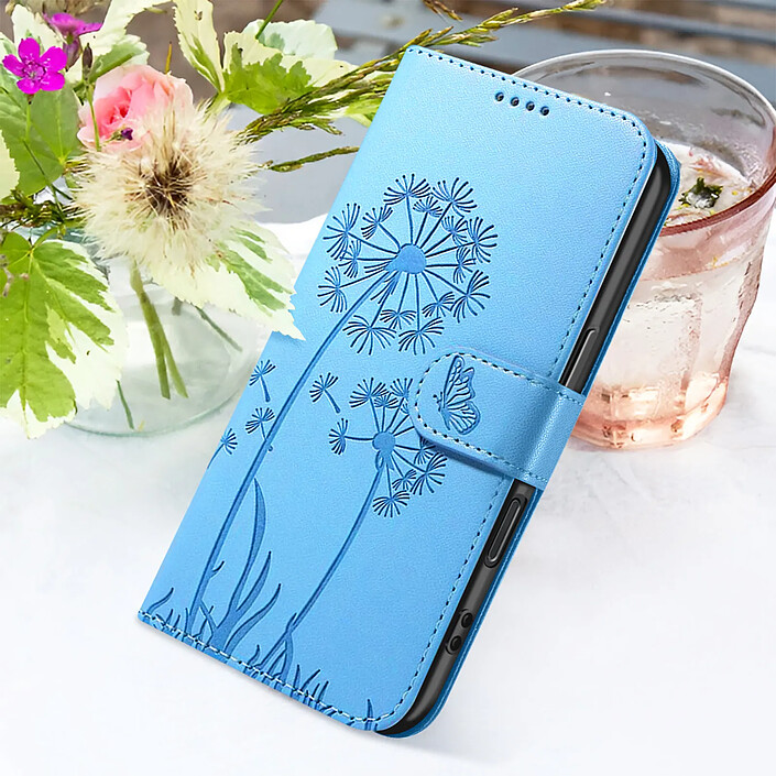 Acheter Zanaé Étui Portefeuille pour iPhone 16 Pro Max Premium Design Fleurs Papillon Bleu clair