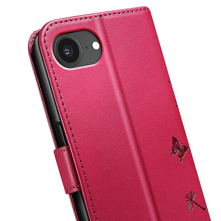 Zanaé Étui Portefeuille pour iPhone 16e Premium Design Fleurs Papillon Rouge pas cher